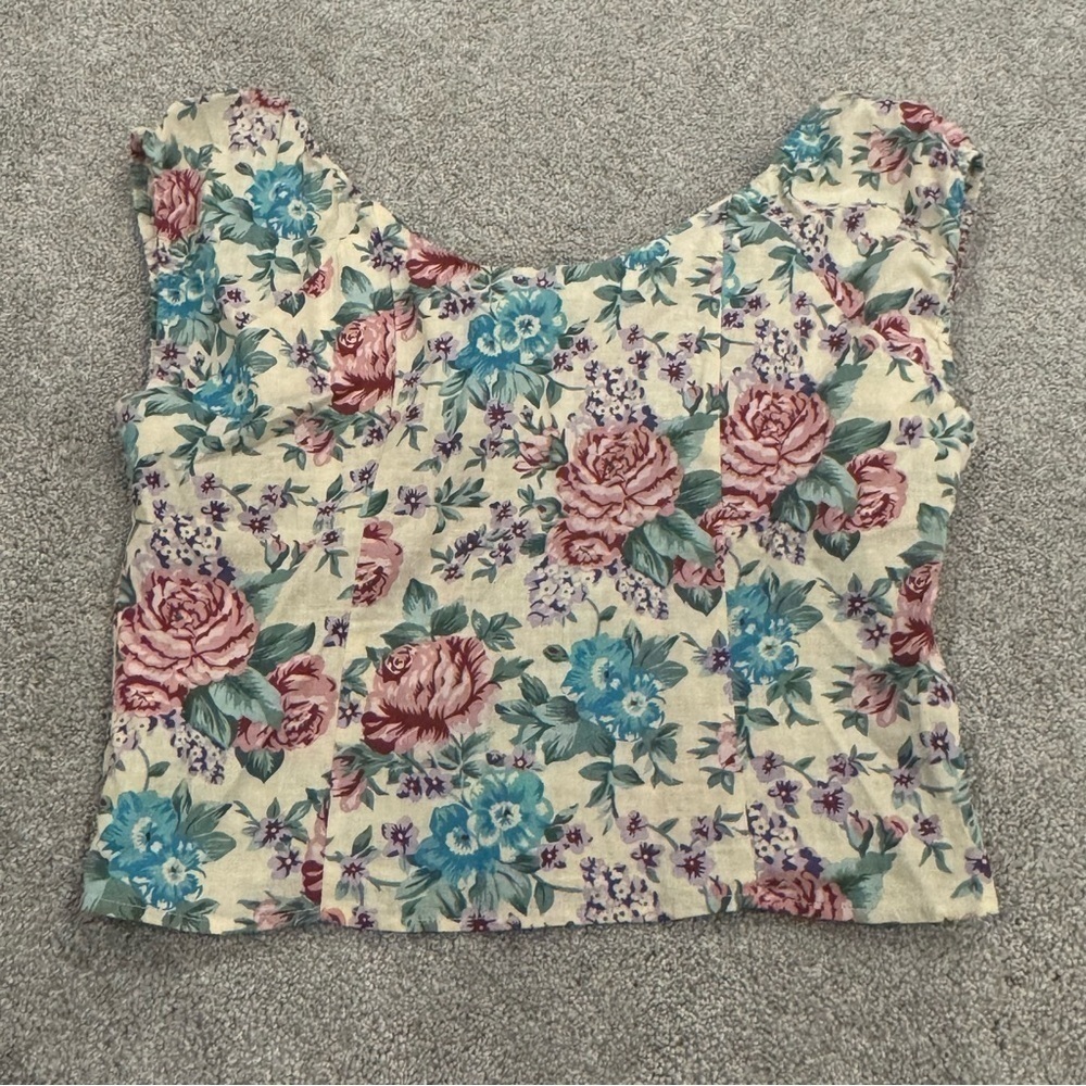 Rolla's Emmy Rosette Top Blouse Floral Print Square Neck Crop Size XL NWOT - Picture 4 of 9